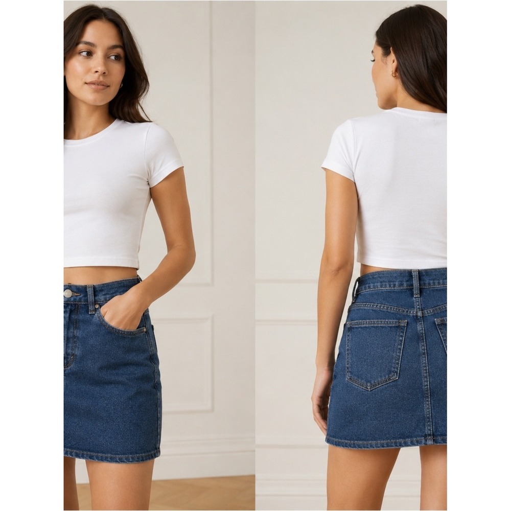 Halogen Mini Skirt Women's 12 Blue High Rise Stretch Casual Summer Y2K - Picture 1 of 11